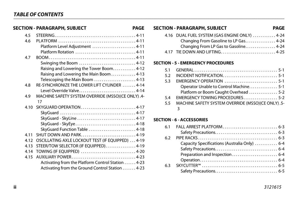 JLG 600A 600AJ Boom Lift Maintenance Operation Operators Manual 3121615