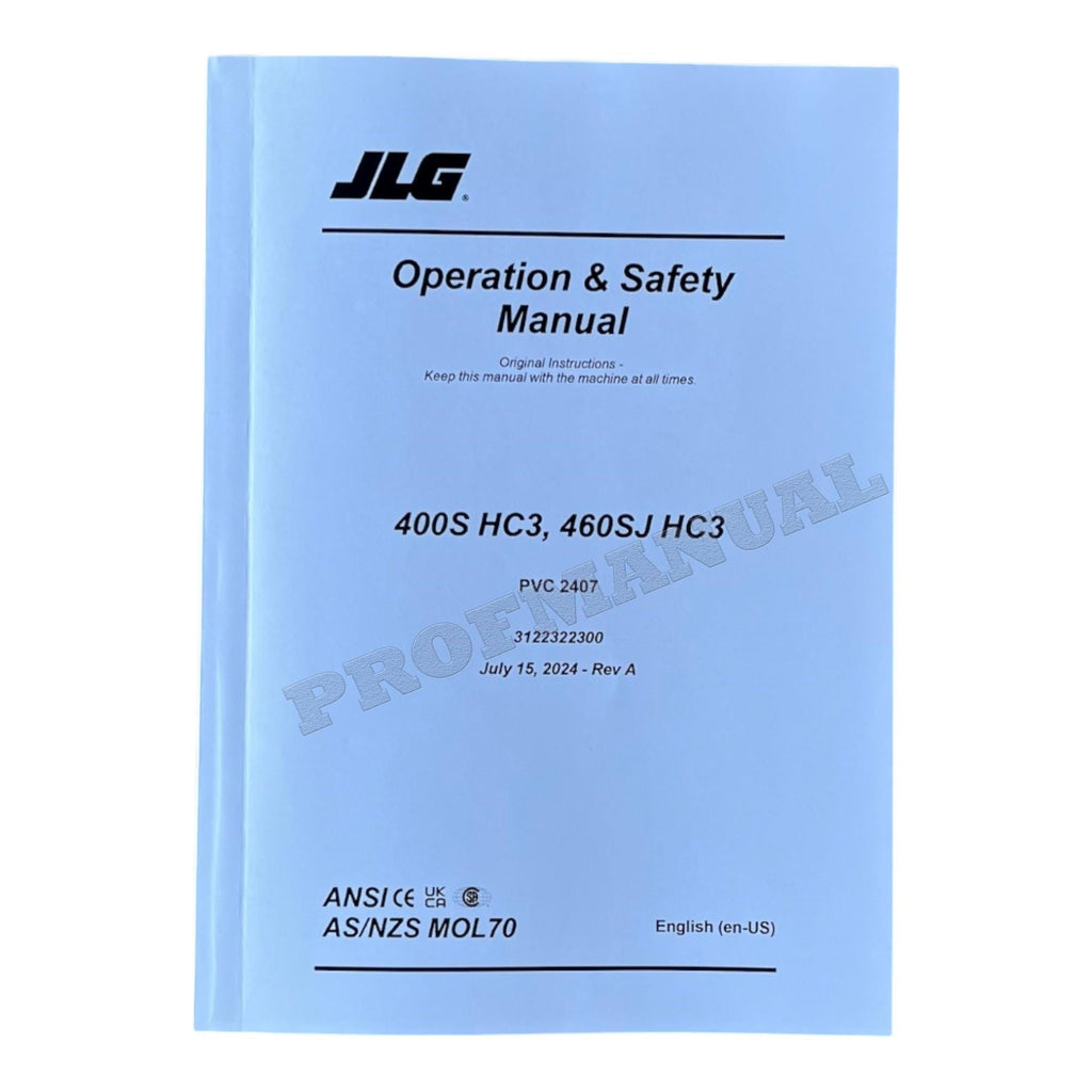 JLG 400S HC3 460SJ HC3 Boom Lift Maintenance Operators Manual 3122322300