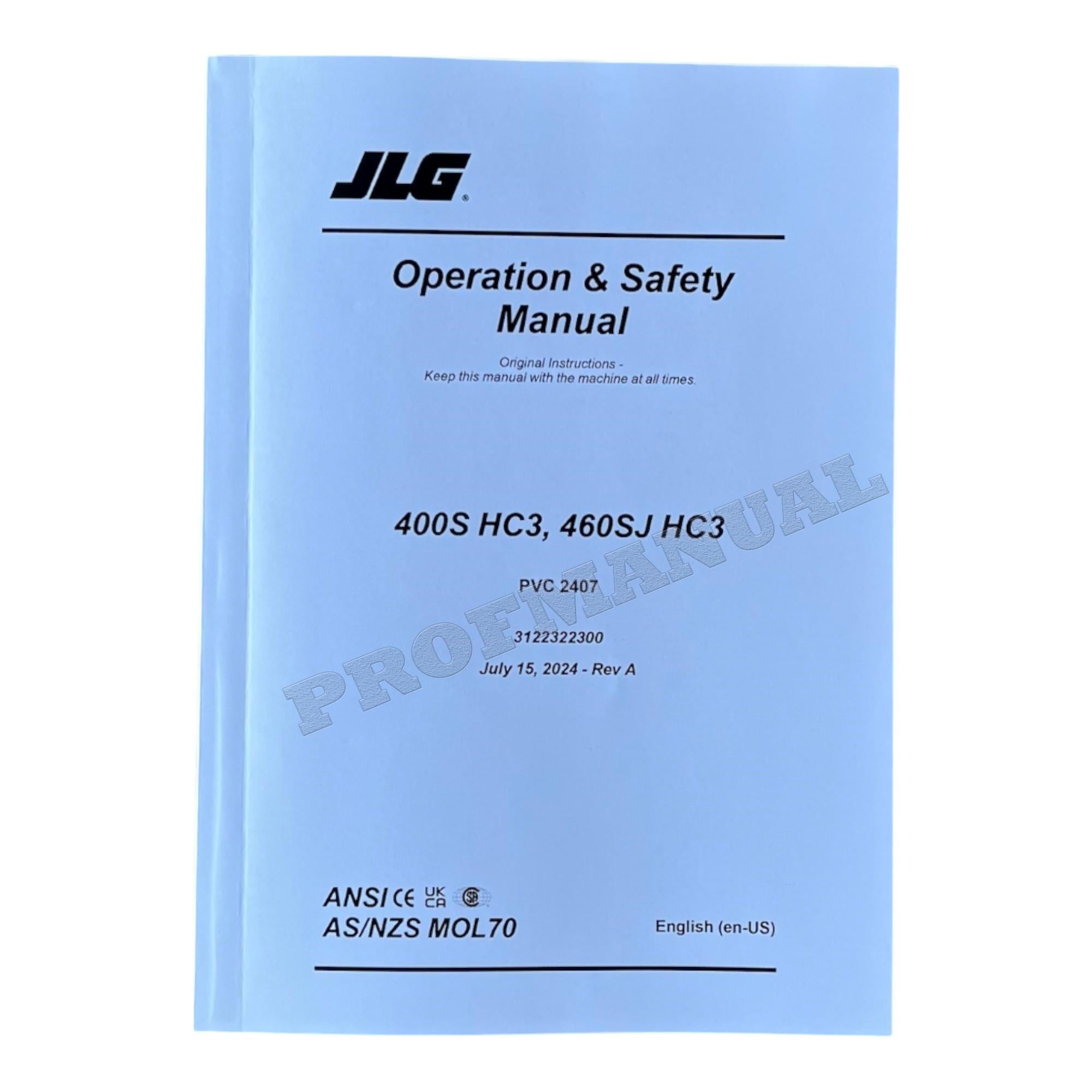 JLG 400S HC3 460SJ HC3 Boom Lift Maintenance Operators Manual 3122322300
