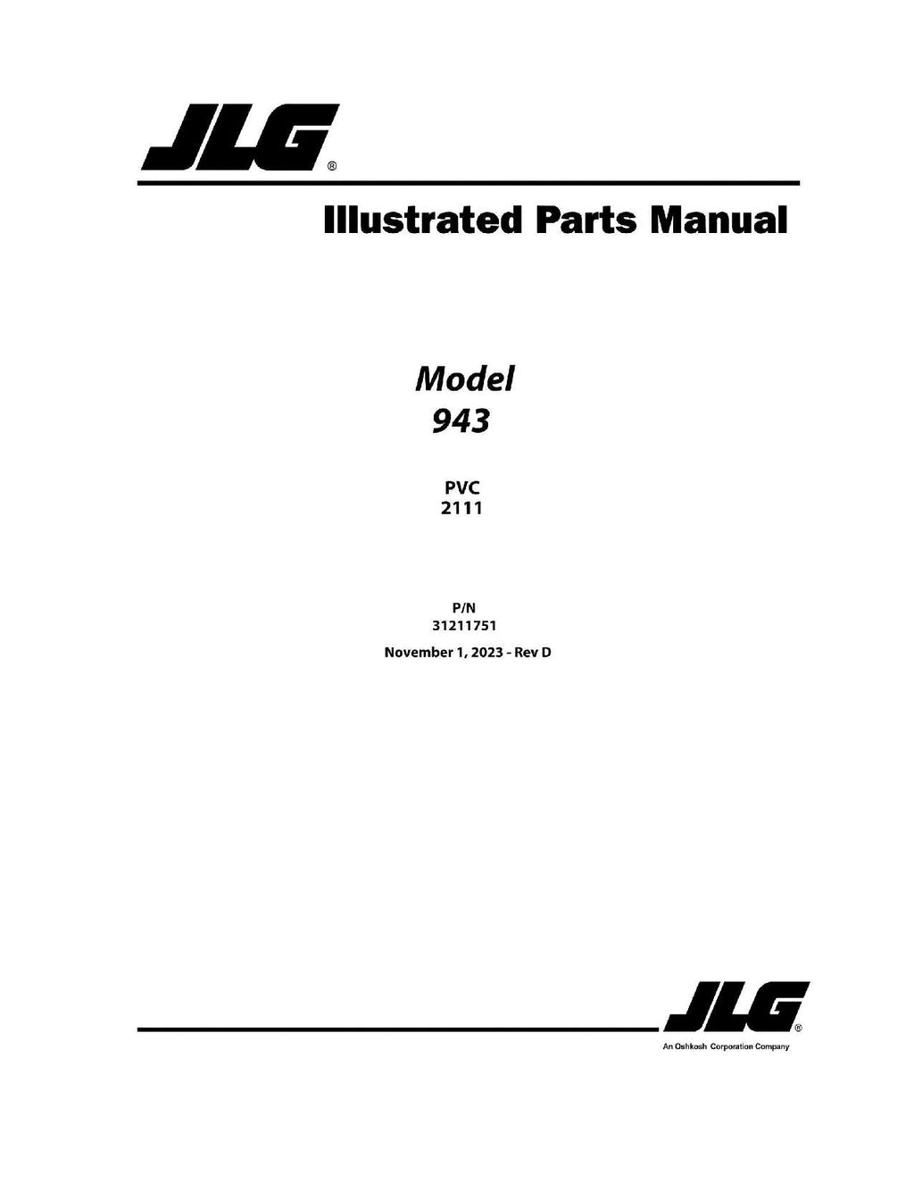 Manual del catálogo de piezas del manipulador telescópico JLG 943 31211751