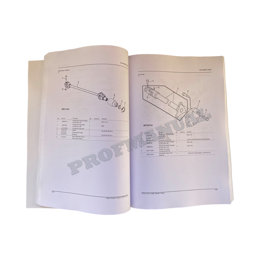 MANUAL DEL CATÁLOGO DE PIEZAS DEL TRACTOR JOHN DEERE X585 