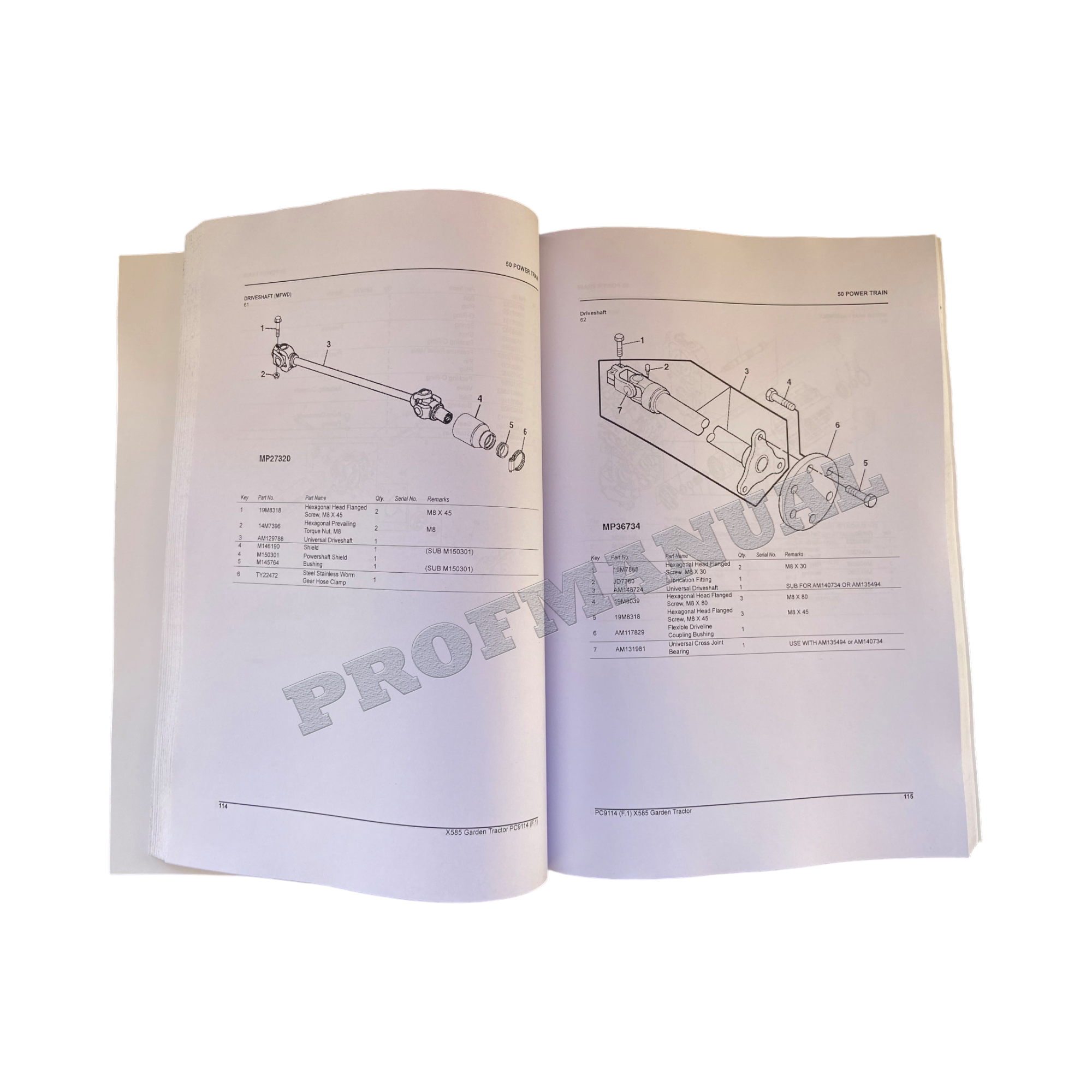 MANUAL DEL CATÁLOGO DE PIEZAS DEL TRACTOR JOHN DEERE X585 