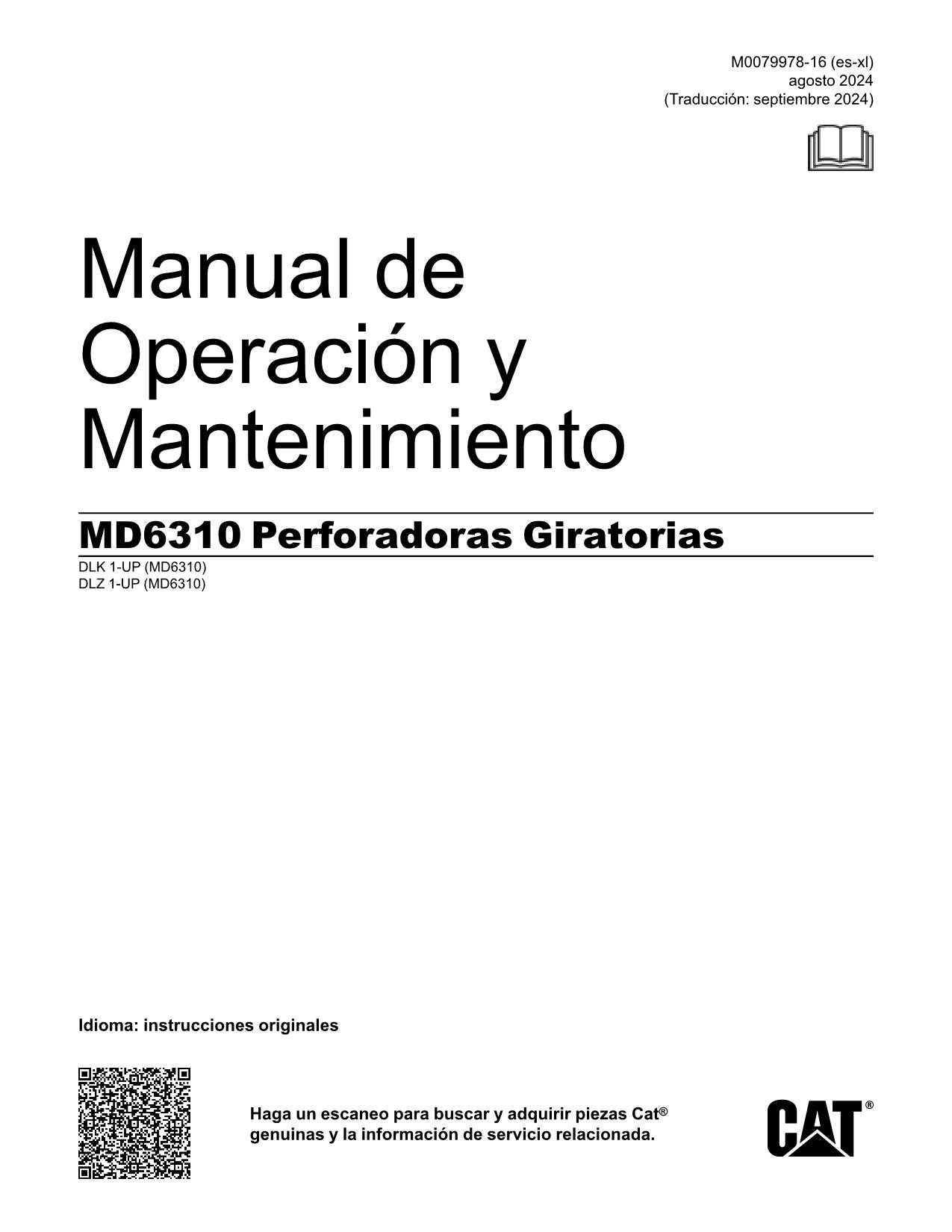 Caterpillar MD6310 Perforadora Giratoria Manual de Operación y Mantenimiento