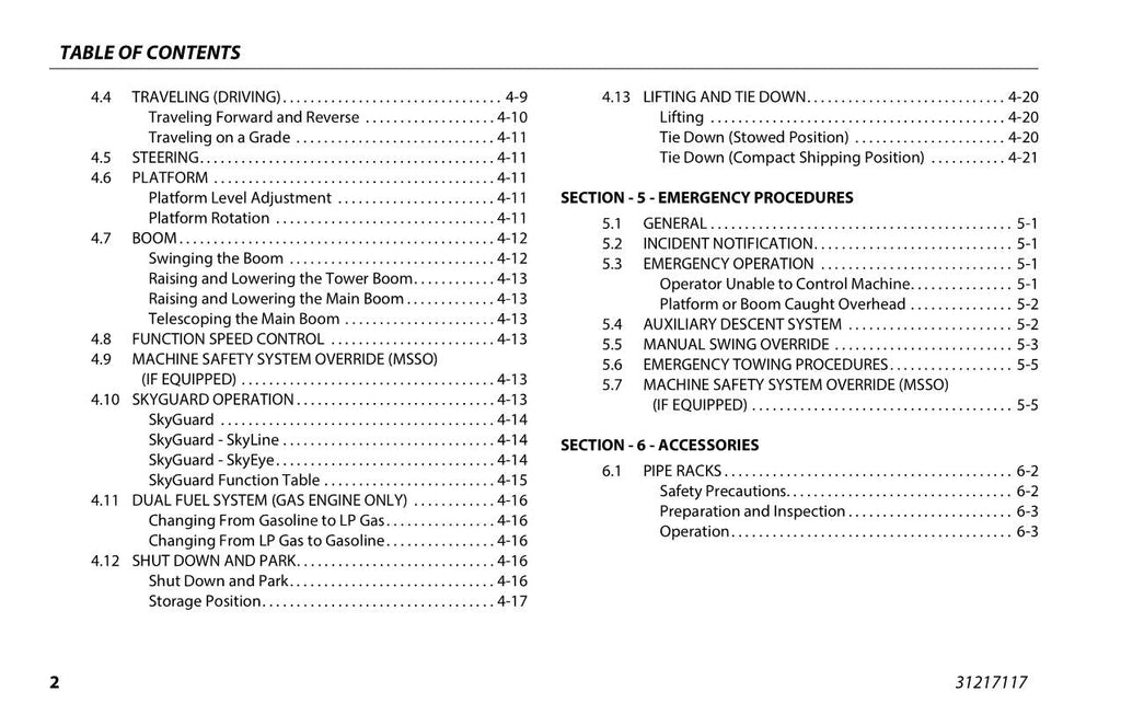 JLG 340AJ Boom Lift Maintenance Operation Operators Manual 31217117