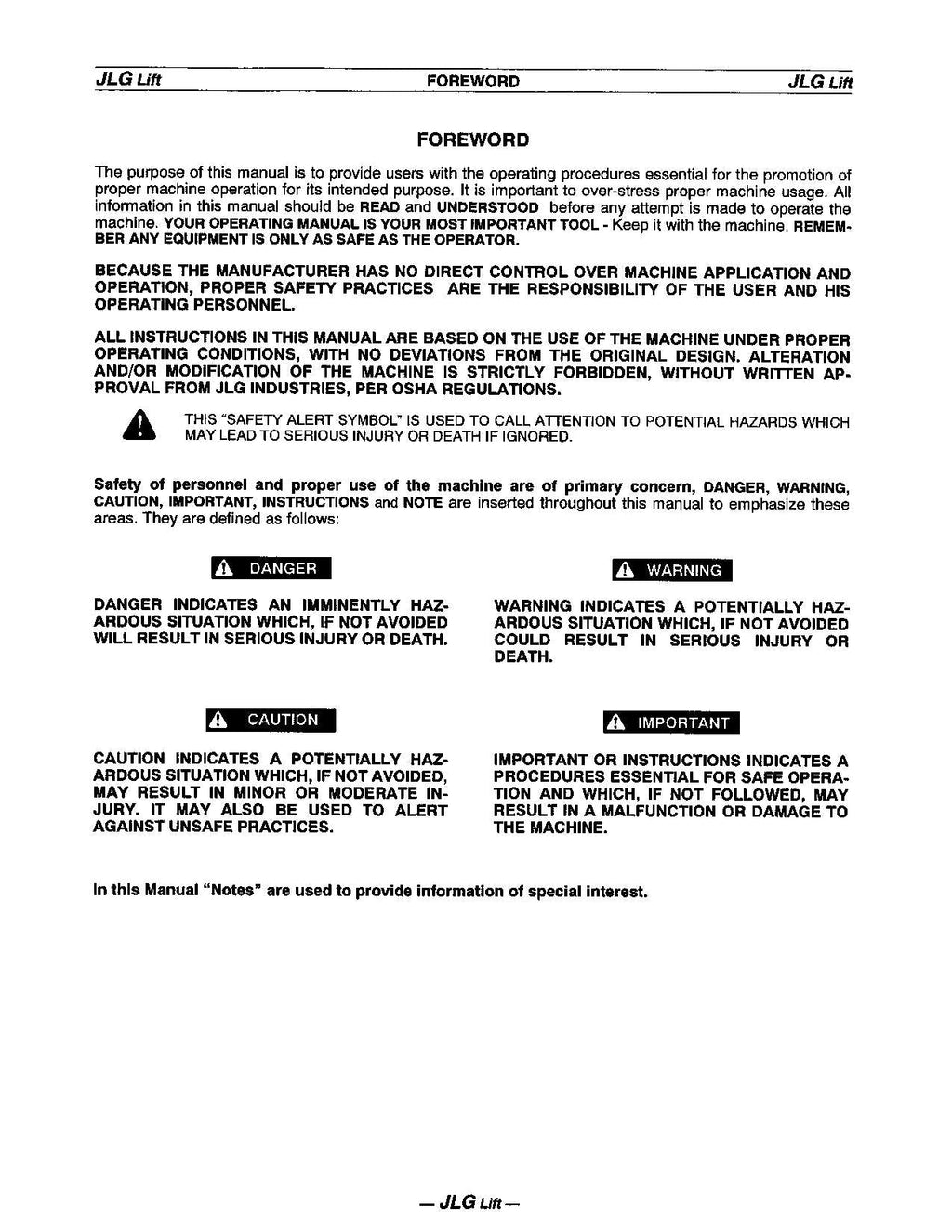 JLG 40ic 45ic Boom Lift Maintenance Operation Operators Manual 3120733