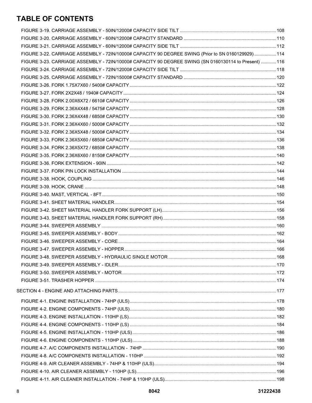 SKYTRAK 8042 Telehandler Parts Catalog Manual 31222438