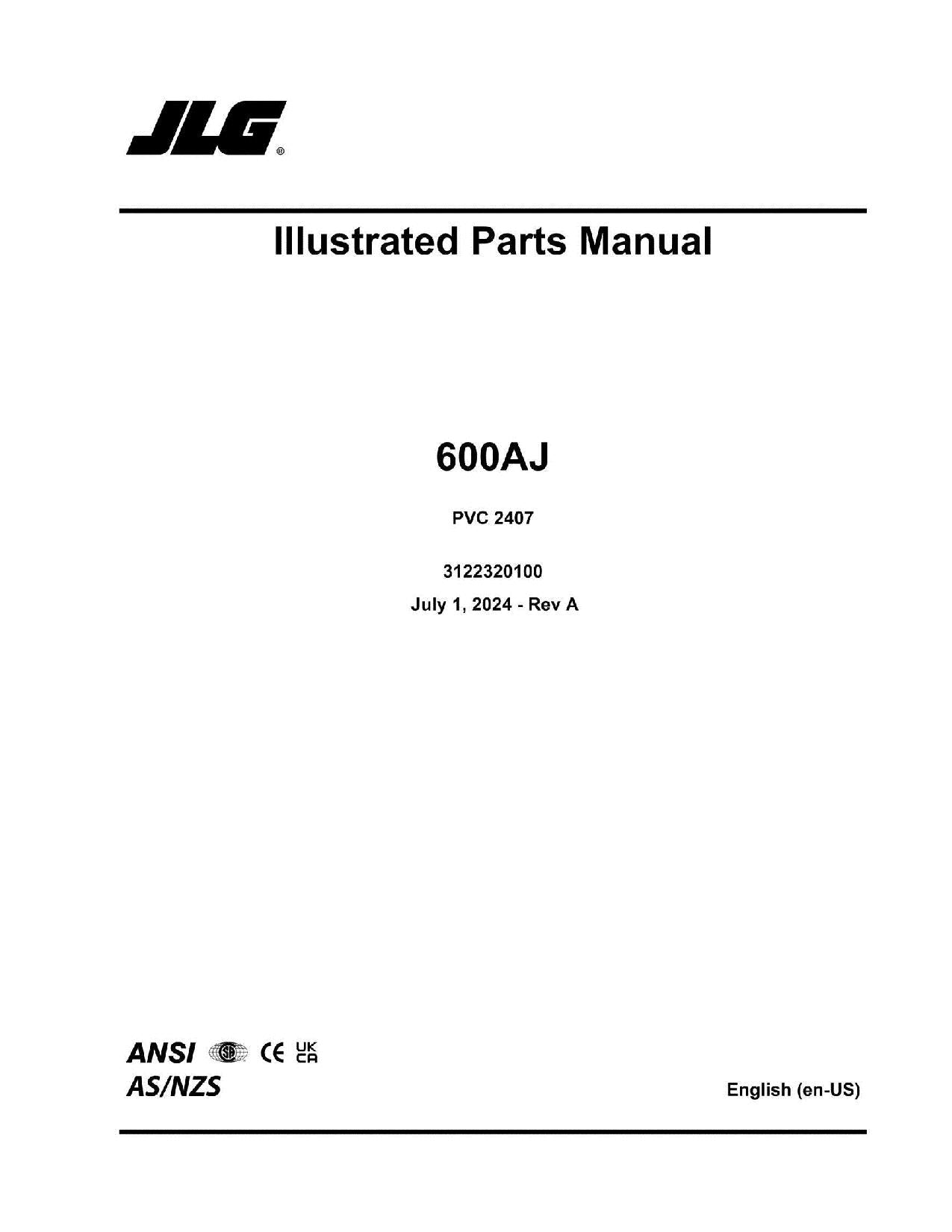 Manual del catálogo de piezas del elevador de pluma JLG 600AJ