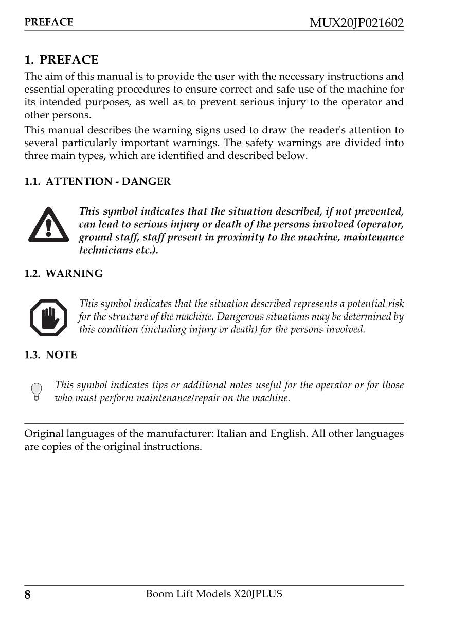 Manual del operador de mantenimiento y operación de la pluma de oruga compacta JLG X20JP