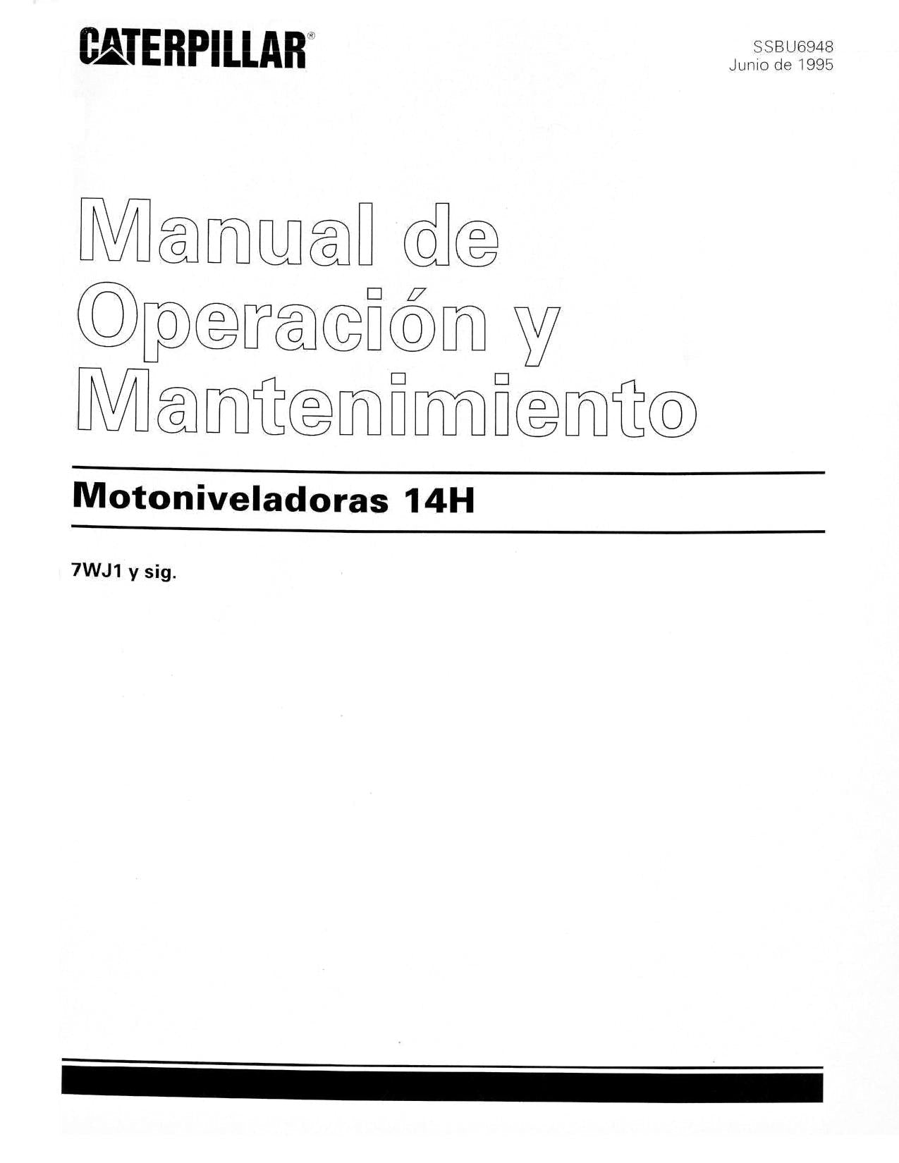 Caterpillar 14H Motoniveladora Manual de Operación y Mantenimiento SSBU6948