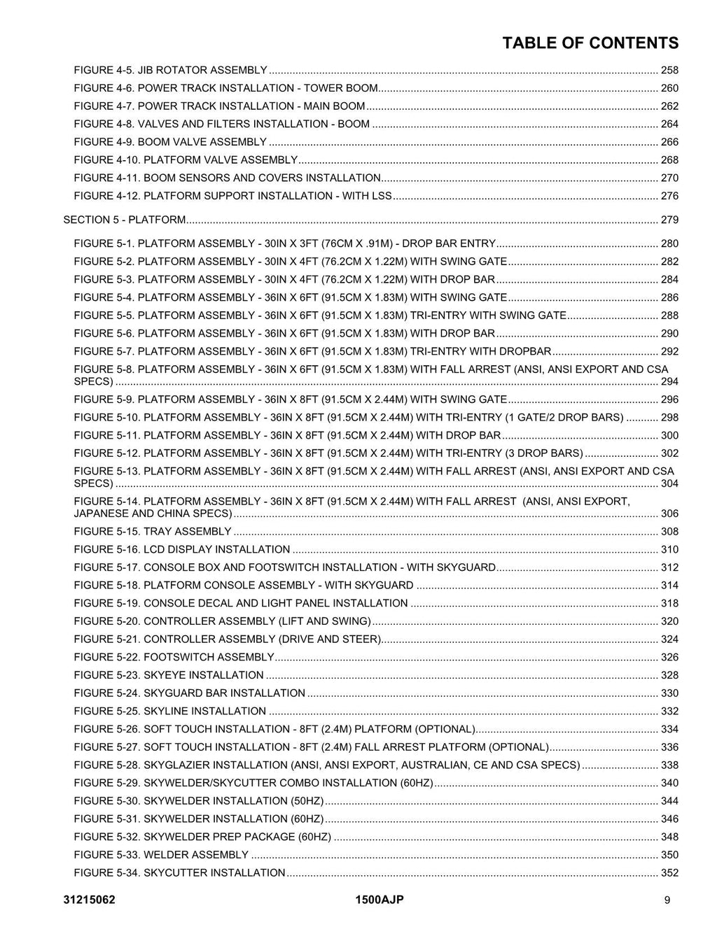 JLG 1500AJP Boom Lift Parts Catalog Manual 31215062