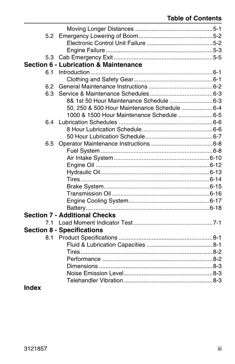 Manual del operador de mantenimiento y operación del manipulador telescópico JLG 4017