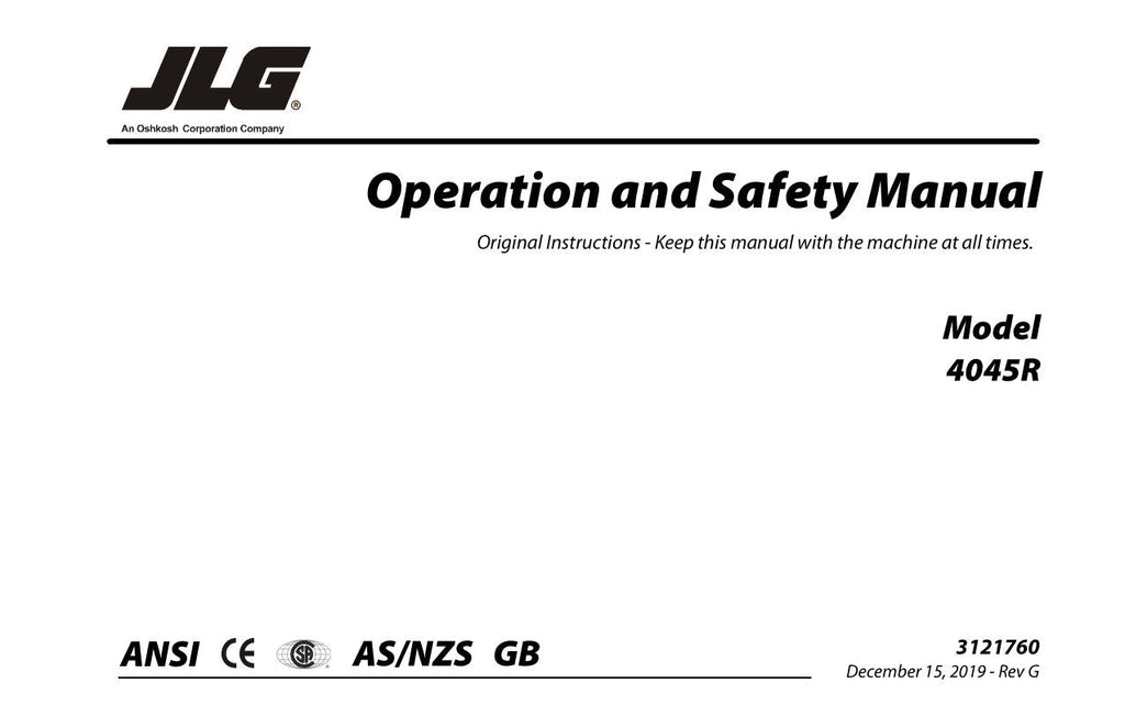 Manual del operador de mantenimiento y operación del elevador de tijera JLG 4045R