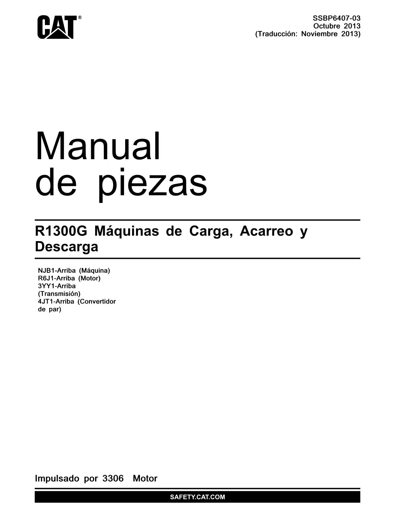 Caterpillar R1300G Maquinaria subterránea Manual de piezas SSBP6407 Español