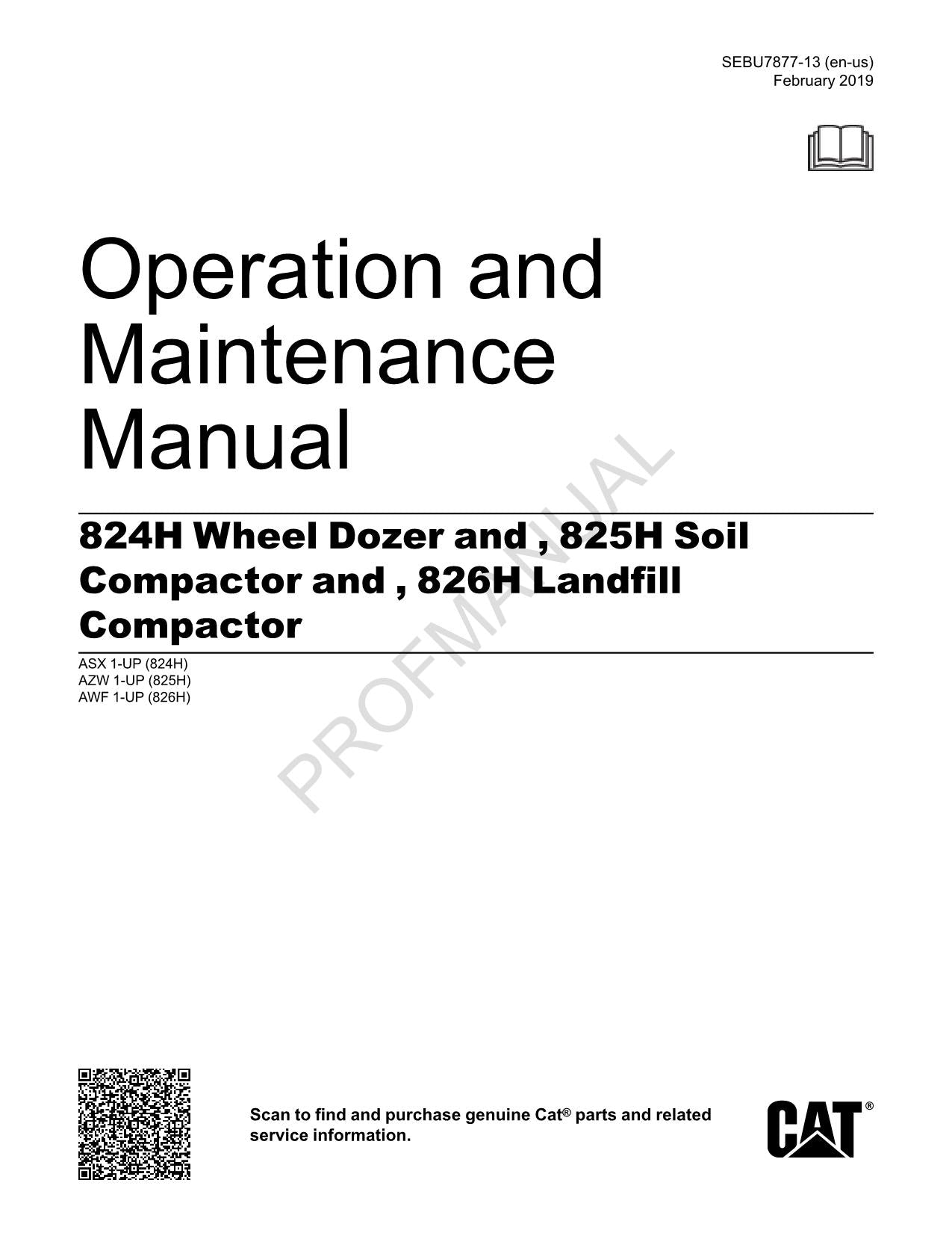 Manual de mantenimiento del operador del compactador de vertederos Caterpillar 826H