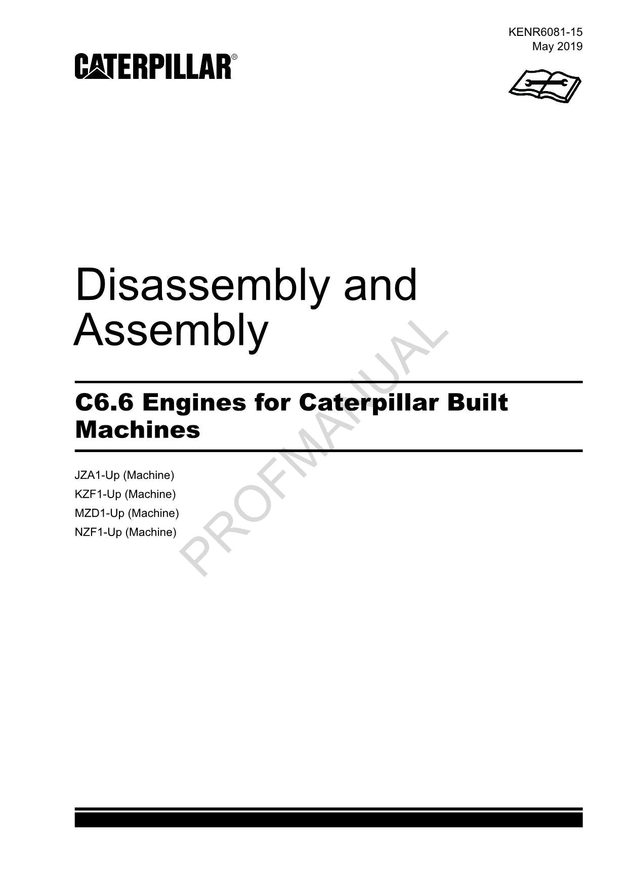 Caterpillar Cat C6.6 Engine Built Machine Disassembly Assembly Manual KENR6081