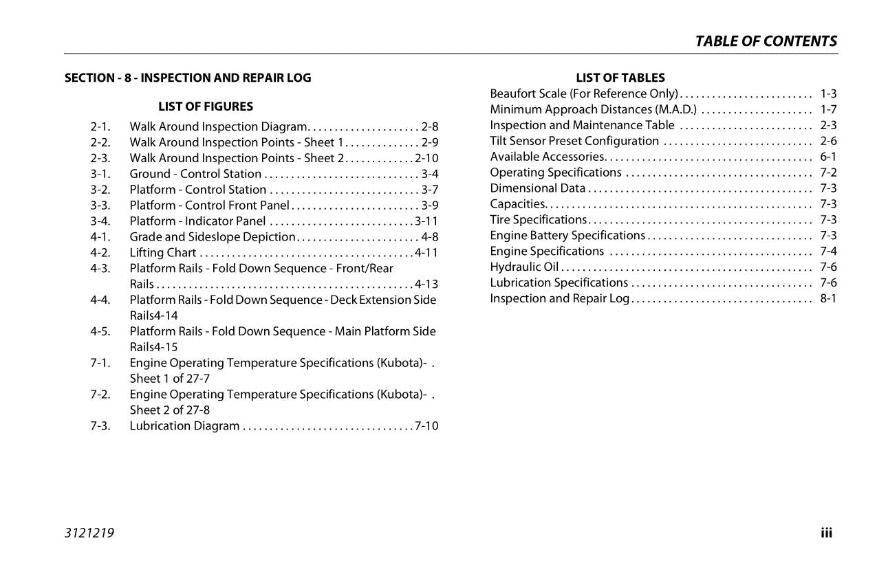 JLG 260MRT Scissor Lift Maintenance Operation Operators Manual 3121219