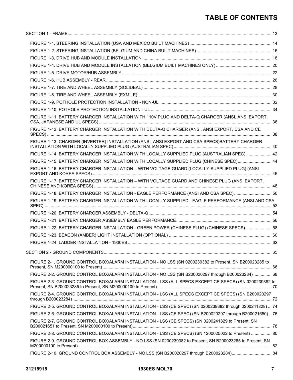 JLG 1930ES Scissor Lift Parts Catalog Manual MOL70 Specs