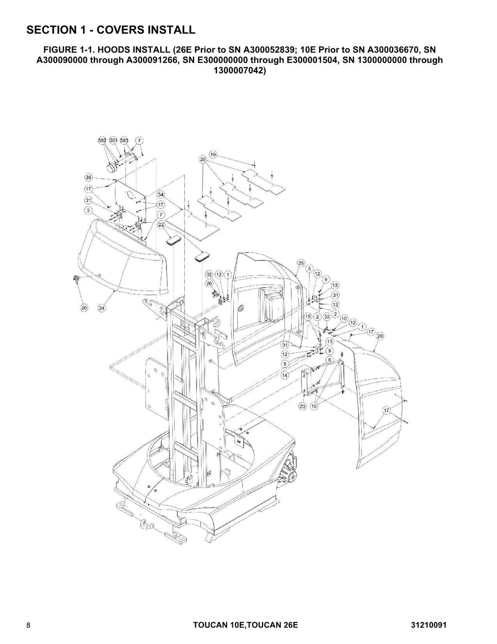 TOUCAN 10E 26E Vertical Lift Parts Catalog Manual 31210091 Multi language