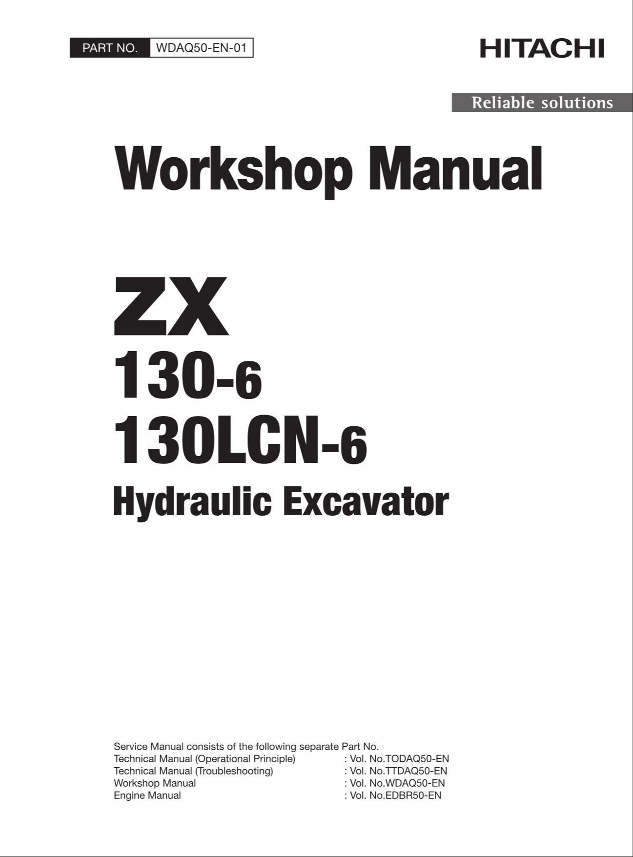HITACHI ZAXIS ZX130-6 ZX130LCN-6 Excavator Workshop Service Manual