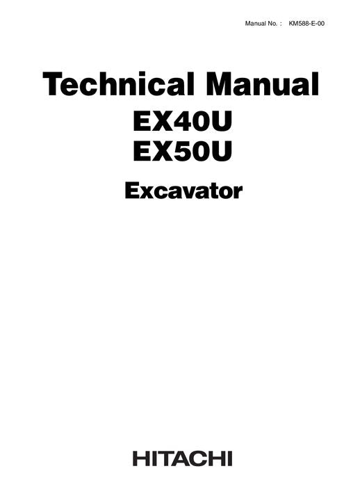 Hitachi EX40U EX50U Excavator Technical Workshop Service Manual + SCHEMATIC