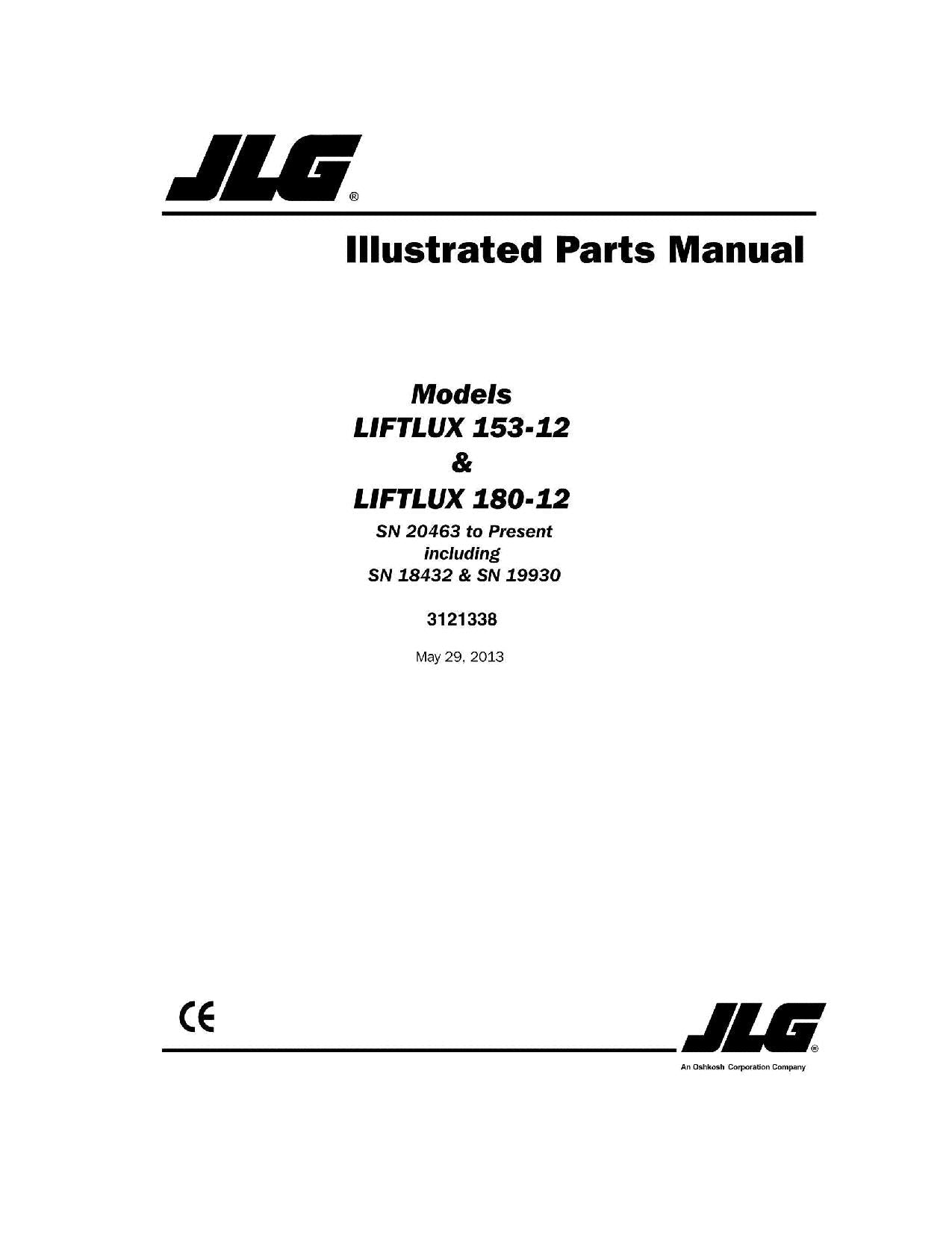 LIFTLUX 153-12 180-12 Scissor Lift Parts Catalog Hard Copy Manual