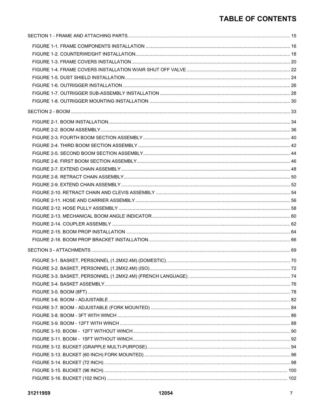 SKYTRAK 12054 Telehandler  Parts Catalog Manual