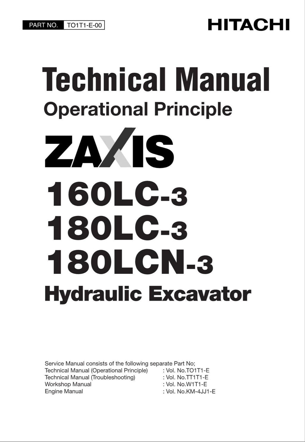 HITACHI ZX180LCN-3 Excavator Operational Principle Technical Manual