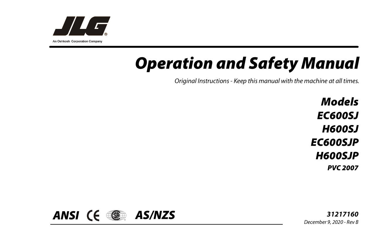 Manual del operador de plataformas elevadoras JLG EC600SJ EC600SJP H600SJ H600SJP 31217160