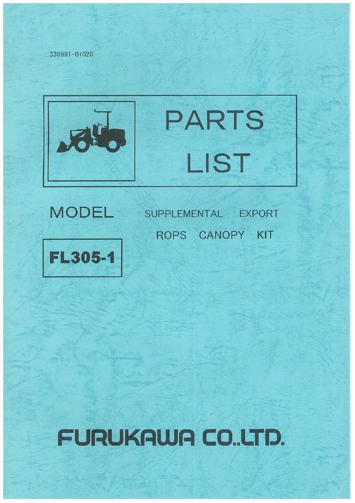 Hitachi FL305-1 ROPS CANOPY KIT SUPP. EXPORT Wheel Loader Parts Catalog Manual