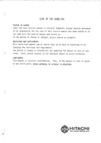 HITACHI UH031 Excavator Service Manual