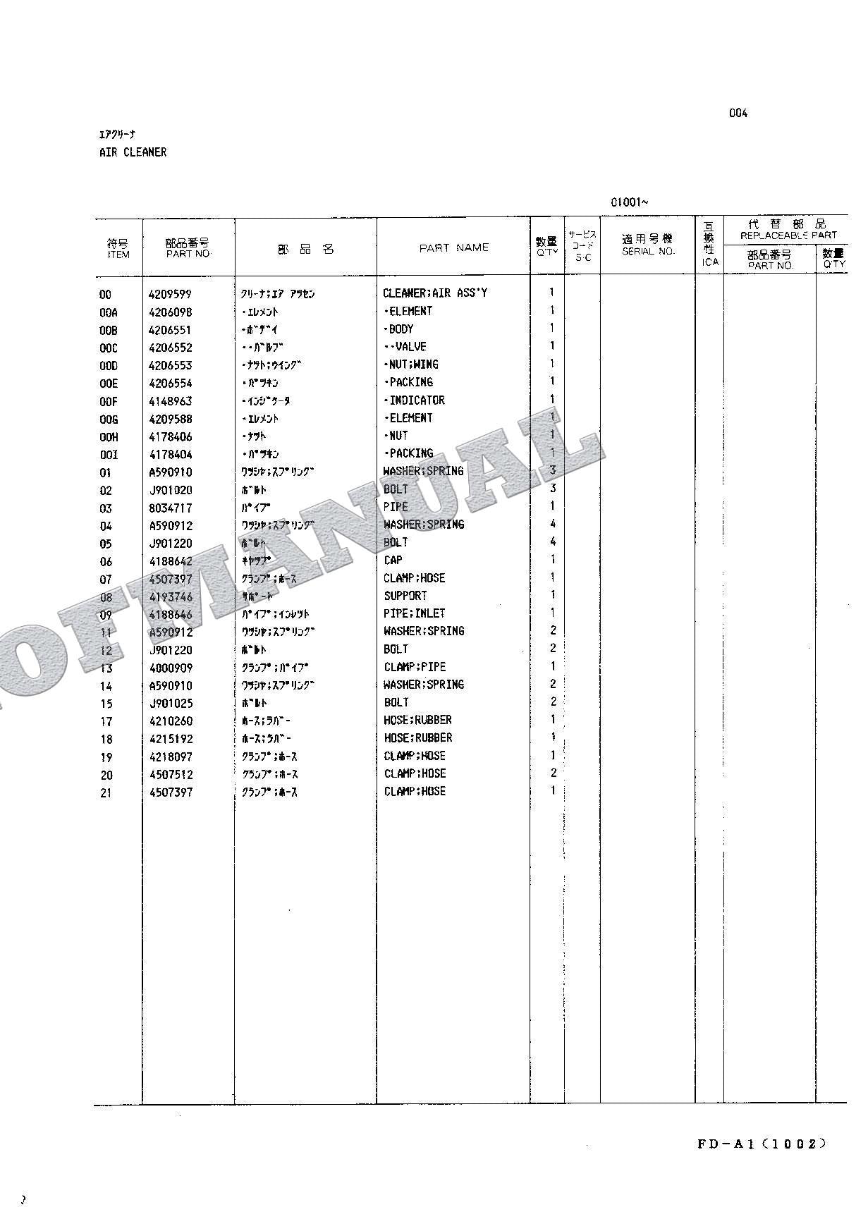 HITACHI EX150 Excavator Parts Catalog Manual EP133-CE1-1