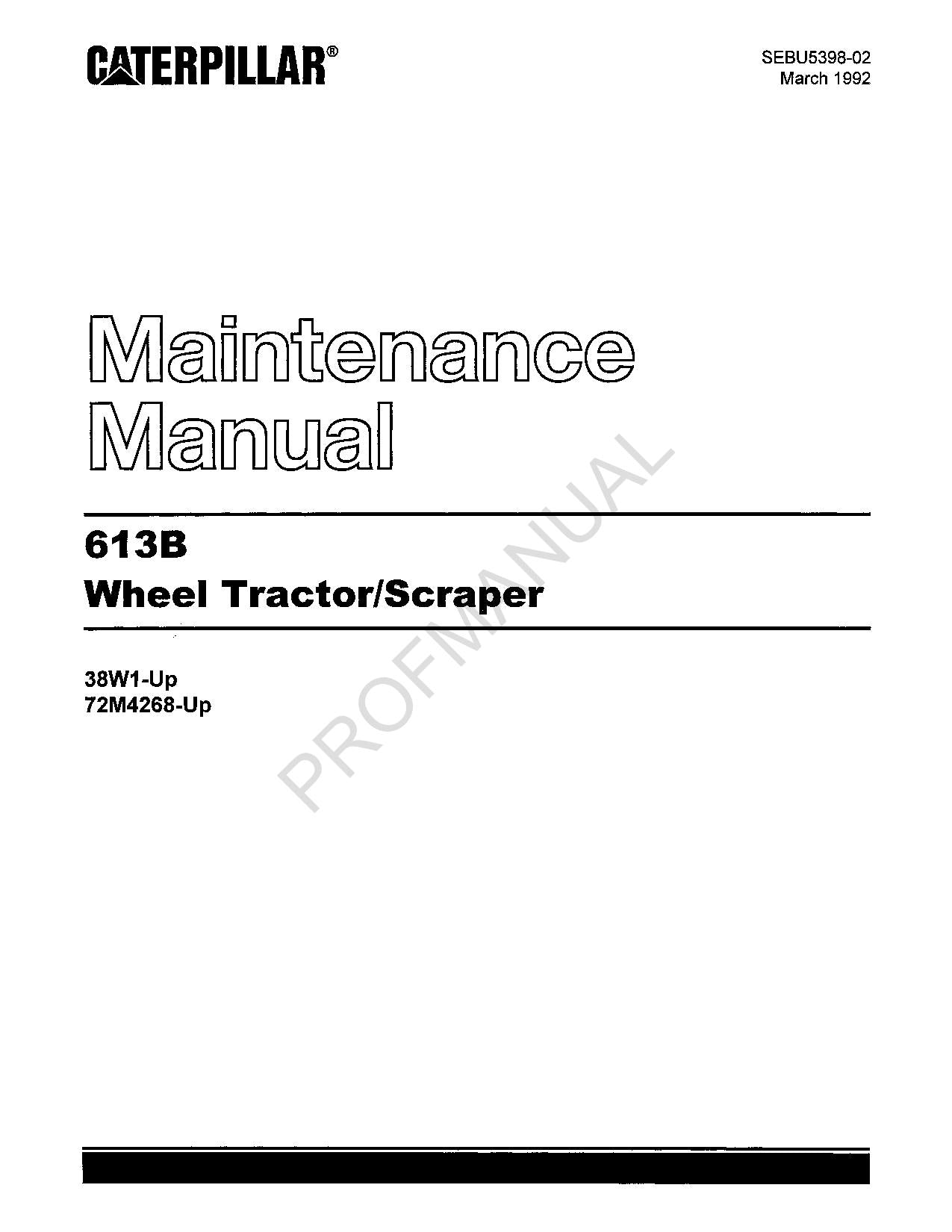 Manual de mantenimiento del operador de mototraílla Caterpillar 613B