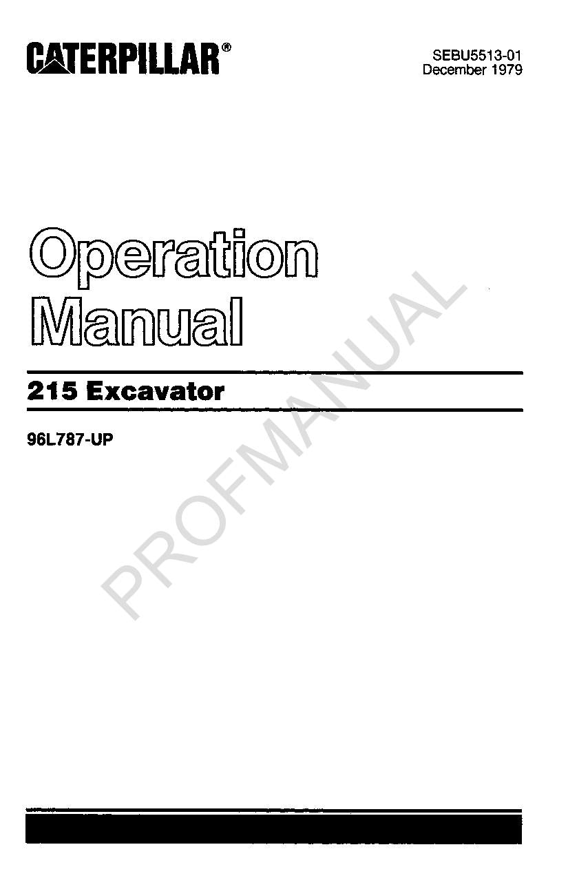 Manual de mantenimiento del operador de la excavadora Caterpillar 215 SEBU5513