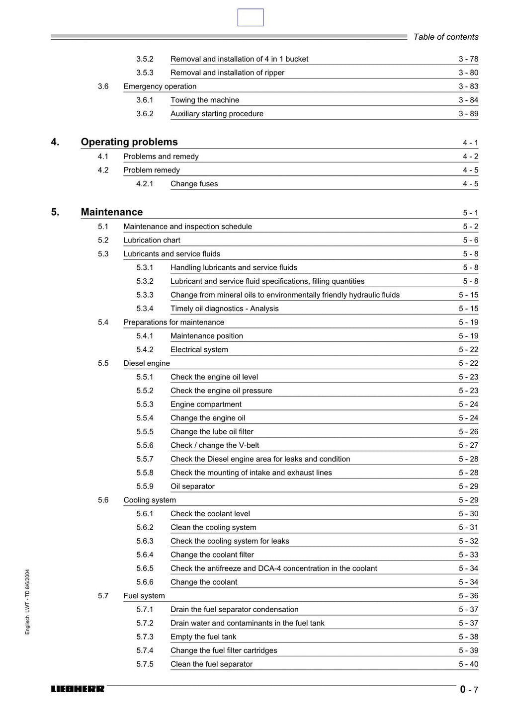 Liebherr LR632 B Litronic CRAWLER LOADER Operators manual 9084198
