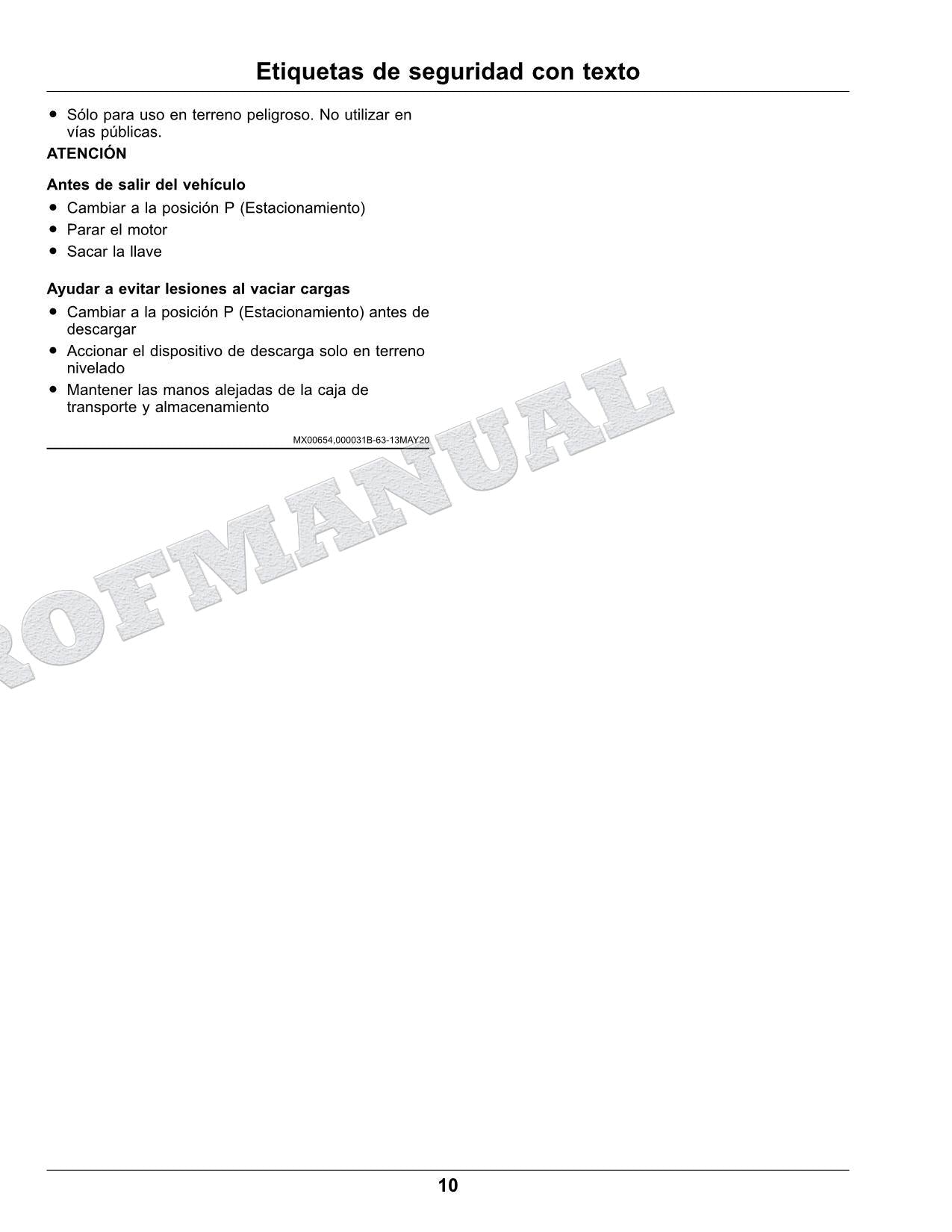 John Deere XUV 590M S4 XUV 590E S4 cocodrilo Manual del operador SN 050001-