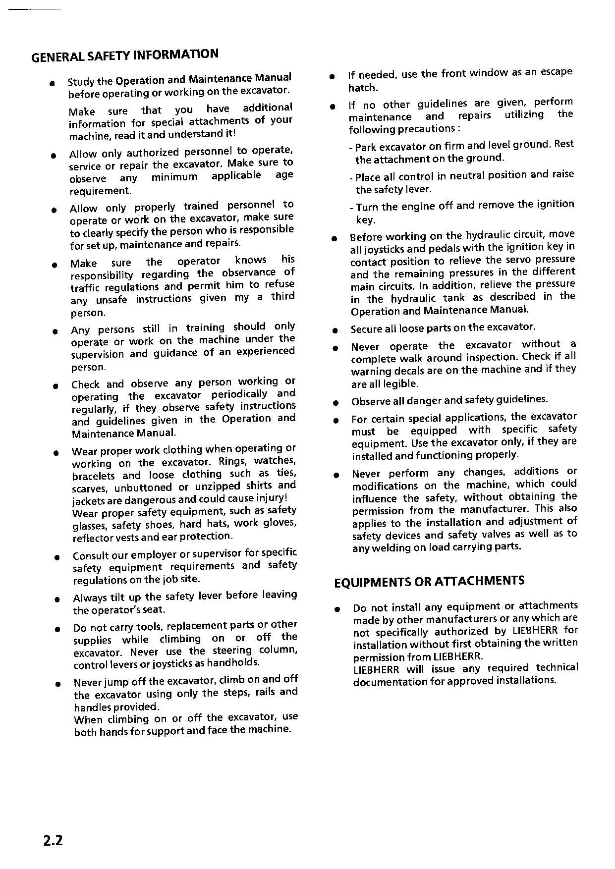 Liebherr A312 Excavator  Operators manual
