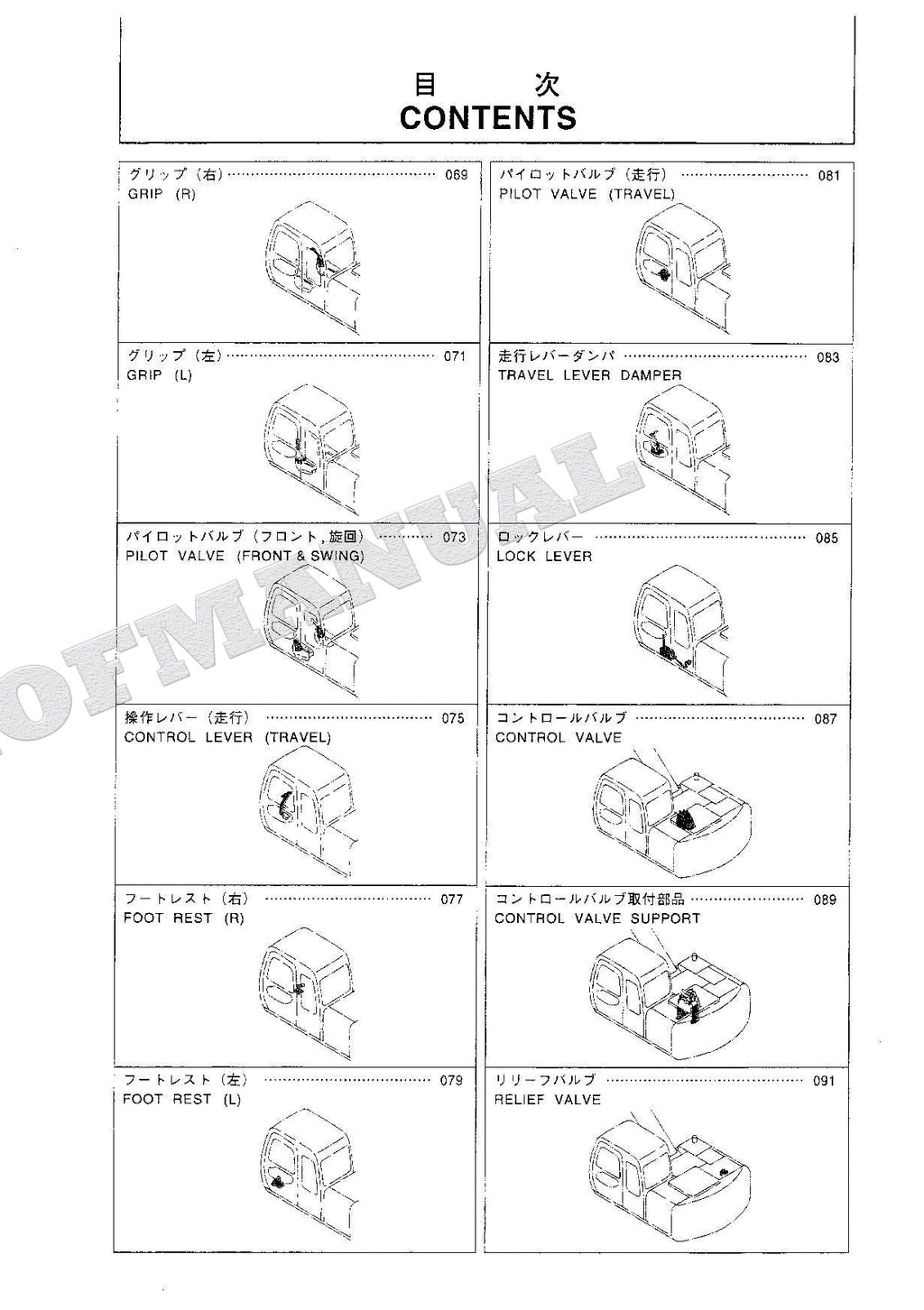 HITACHI EX120-5Z Excavator Parts Catalog Manual SN 50001-