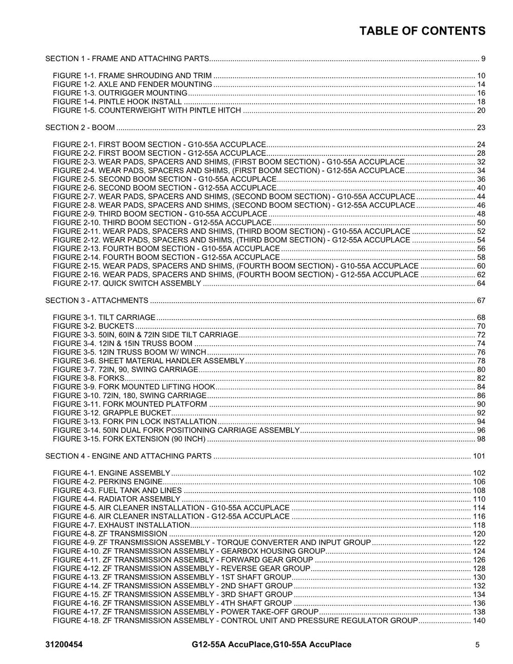 Manual del catálogo de piezas del manipulador telescópico JLG G10-55A AccuPlace G12-55A AccuPlace
