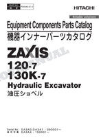 Catálogo de piezas de excavadoras HITACHI ZX120-7 130K-7 con especificaciones de Japón