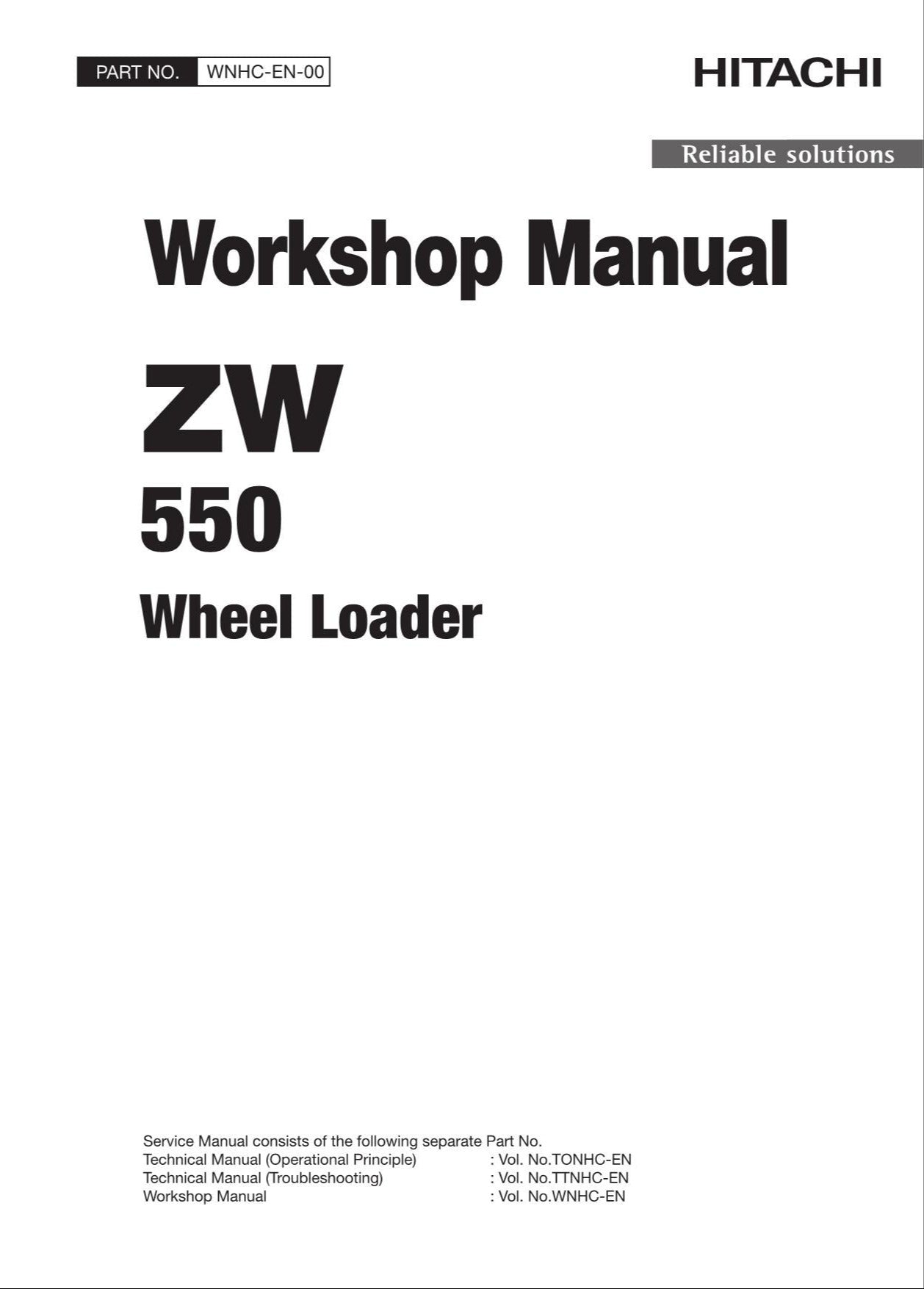 Hitachi ZW550 Wheel Loader Workshop Manual WNHC-EN-00