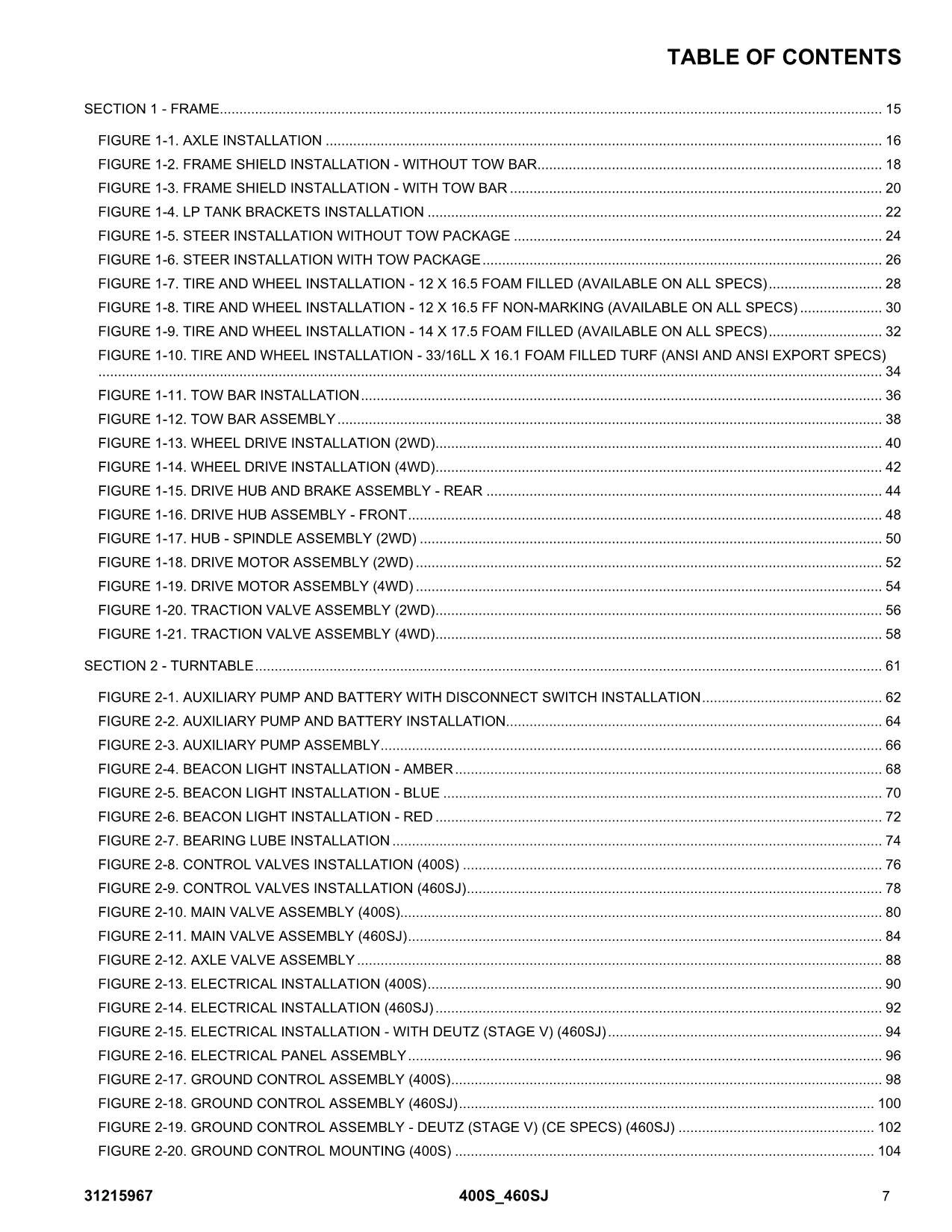 JLG  400S 460SJ Boom Lift Parts Catalog Manual