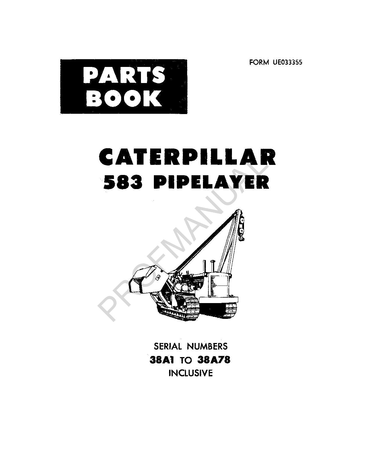 Caterpillar 583 Pipelayer Parts Catalog Manual