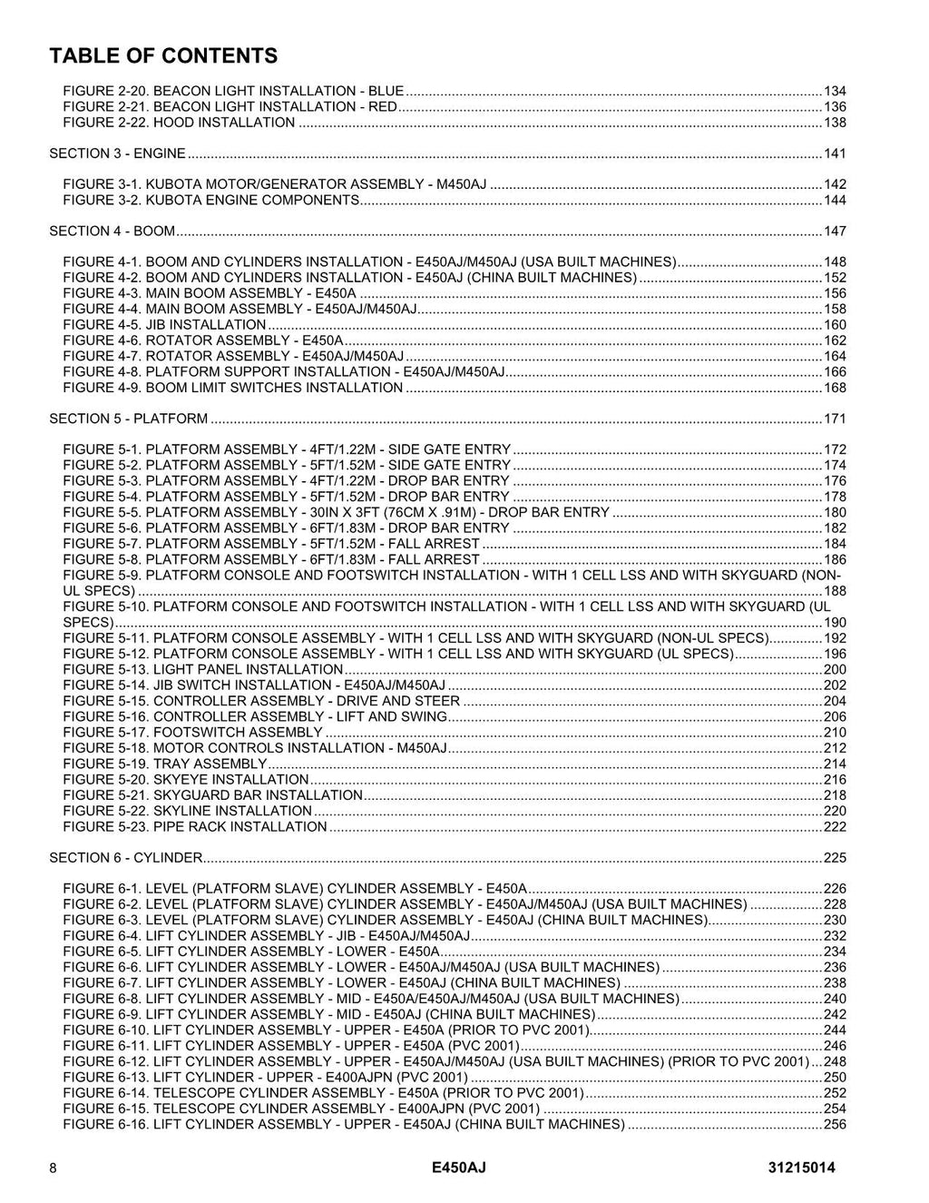 Manual del catálogo de piezas del elevador de pluma JLG E450A E450AJ M450AJ