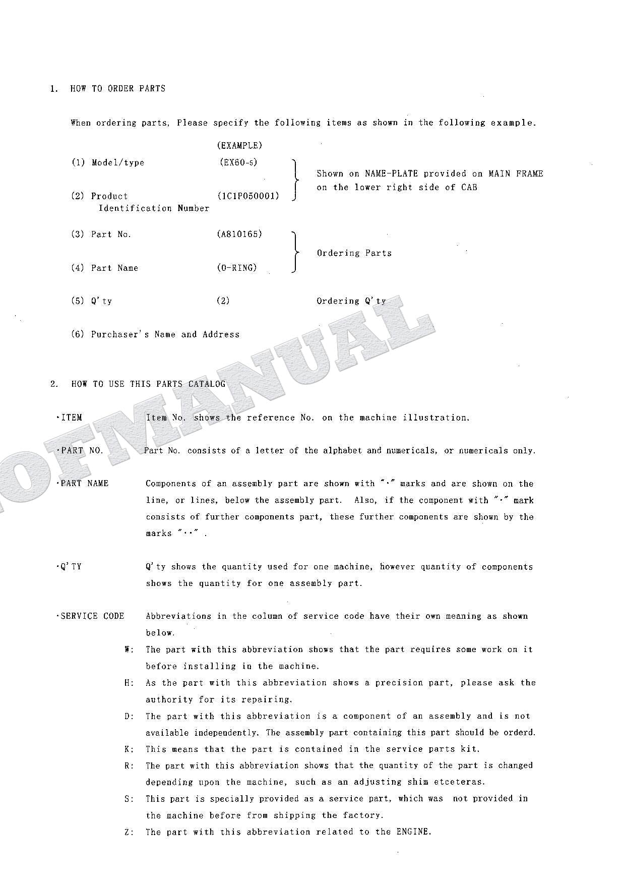 HITACHI EX60-5 EX60LC-5 EX80-5 Excavator Parts Catalog Manual