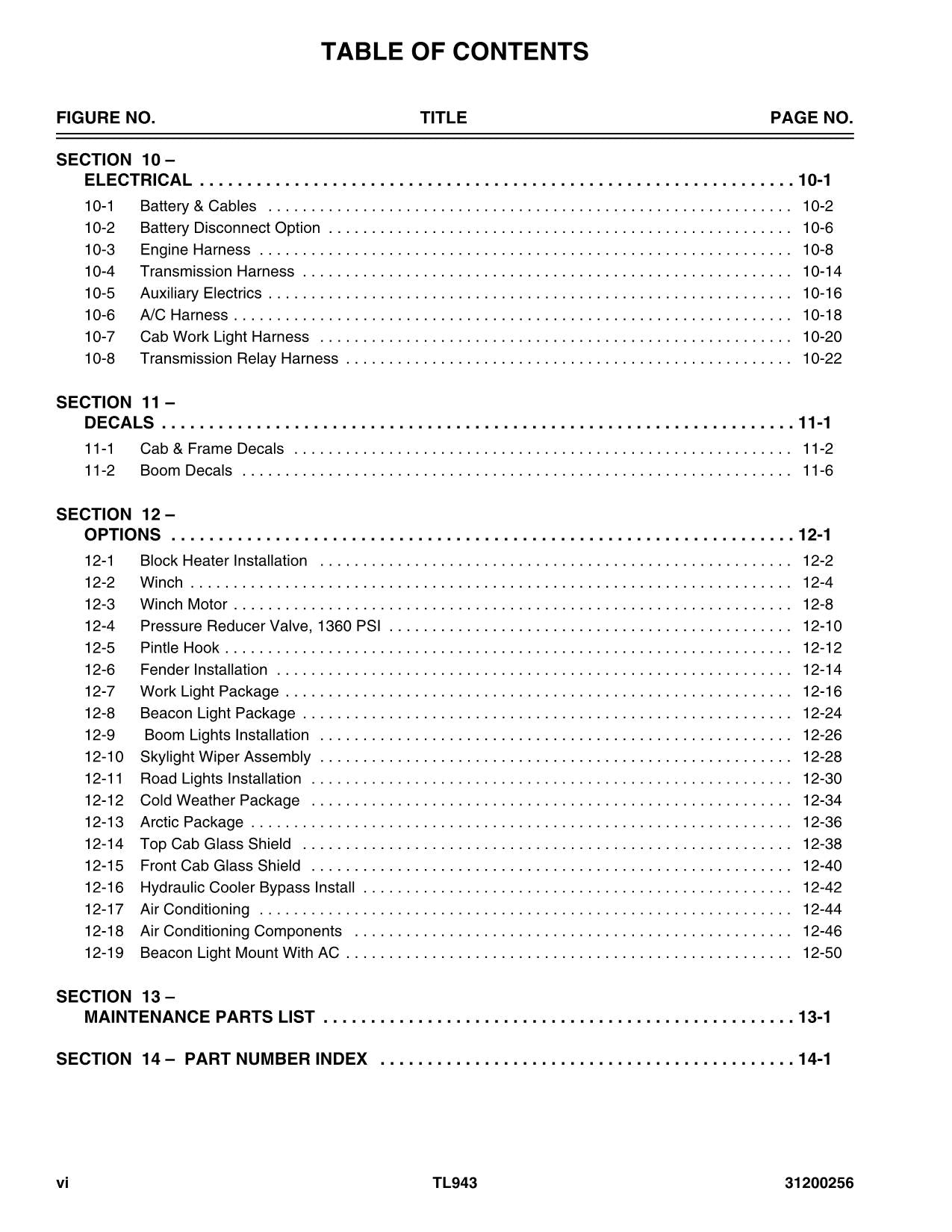 Caterpillar TL943 Telehandler Parts catalog Manual SN TBL and After