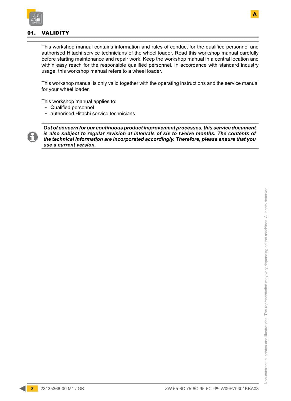 Hitachi ZW65-6C ZW75-6C ZW95-6C Wheel Loader Workshop Manual