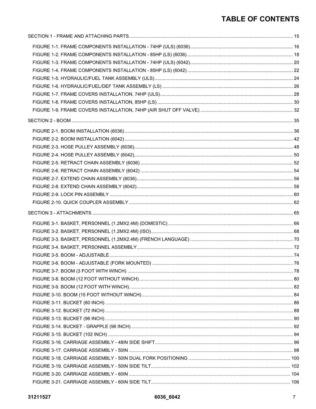 SKYTRAK 6036 6042 Telehandler Parts Catalog Manual