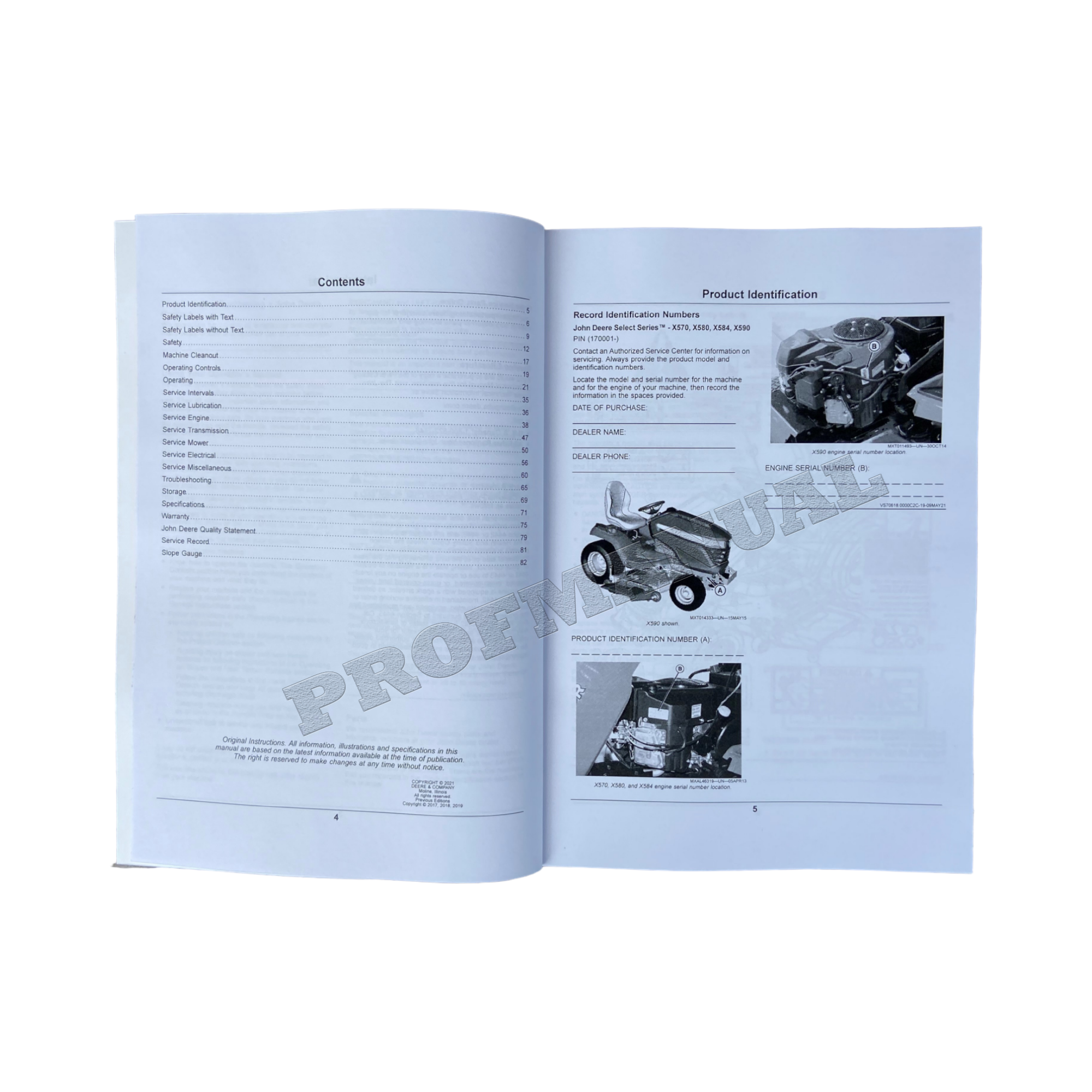 MANUAL DEL OPERADOR DEL TRACTOR JOHN DEERE X570 X580 X584 X590 N.° 2
