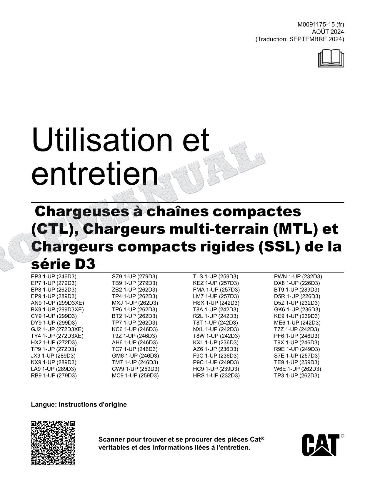 Caterpillar 226D3 232D3 236D3 Cargador compacto rígido Manual de utilización