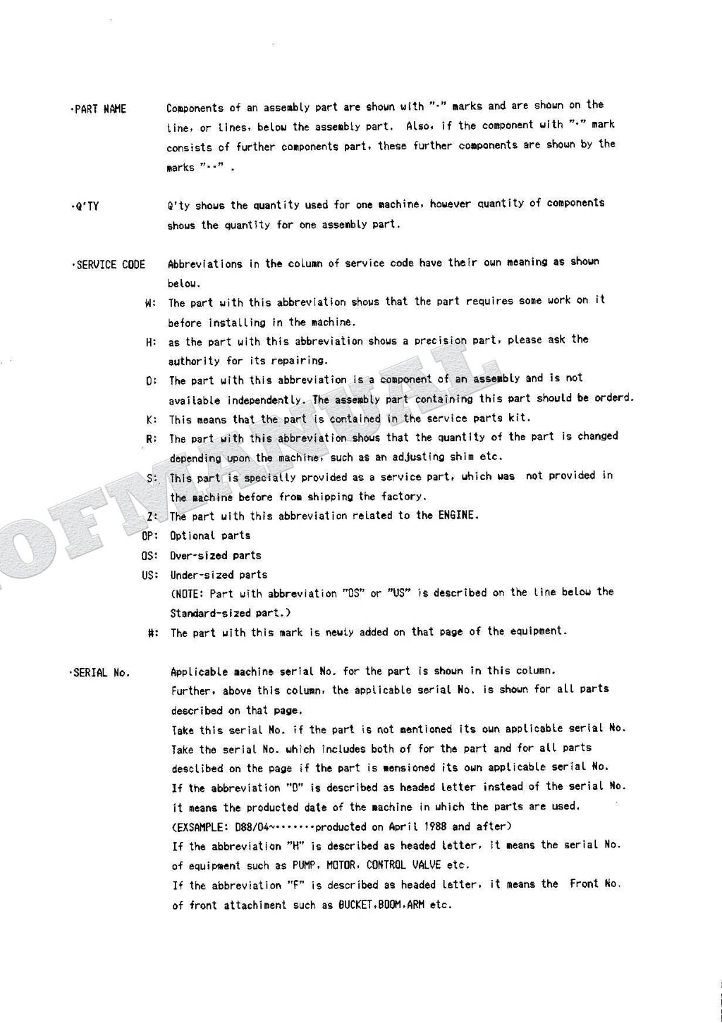 HITACHI EX60SR Excavator Parts Catalog Manual SN 00501-